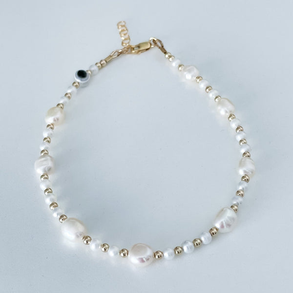 Evil eye and pearl anklet