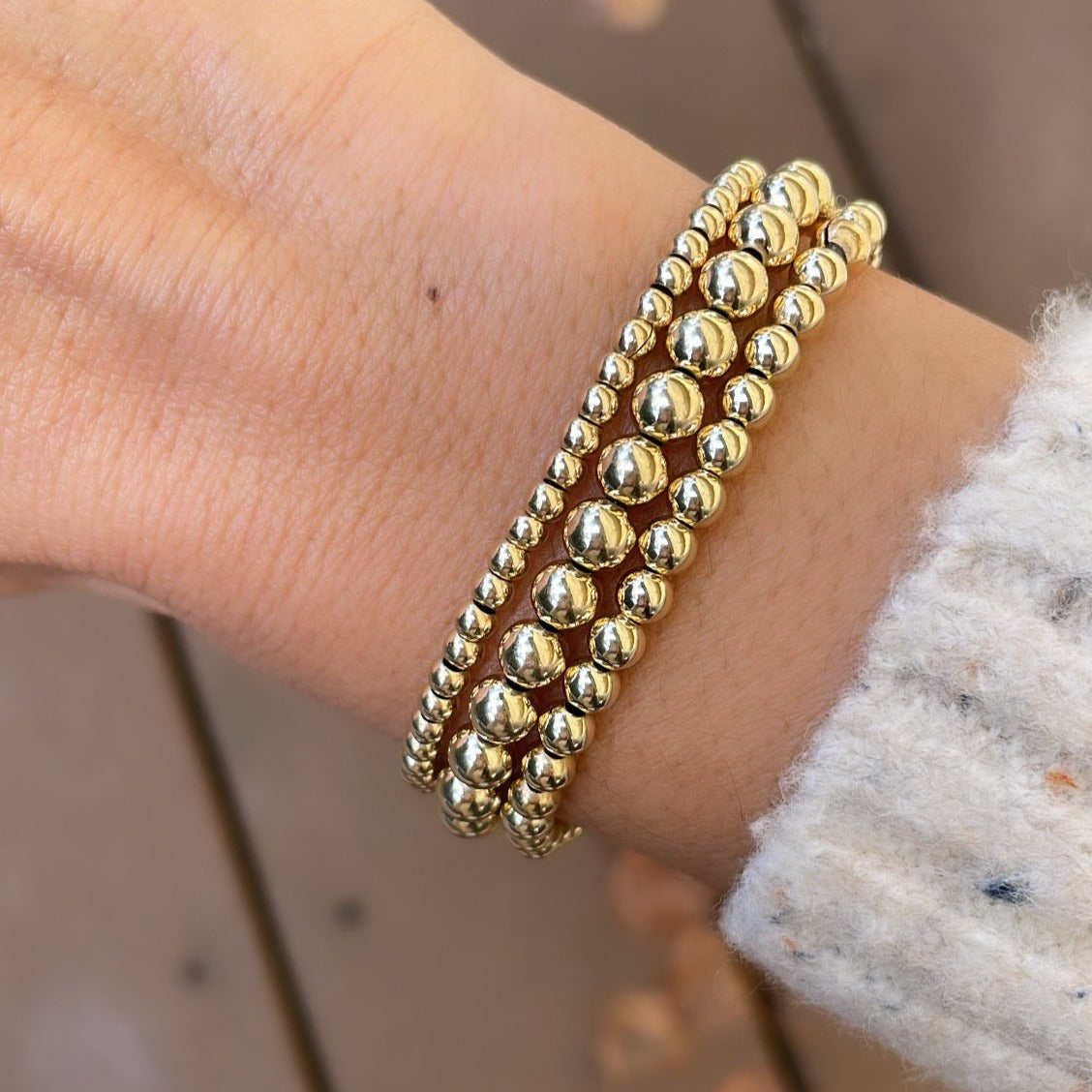 Gold beaded hot sale bracelet stack